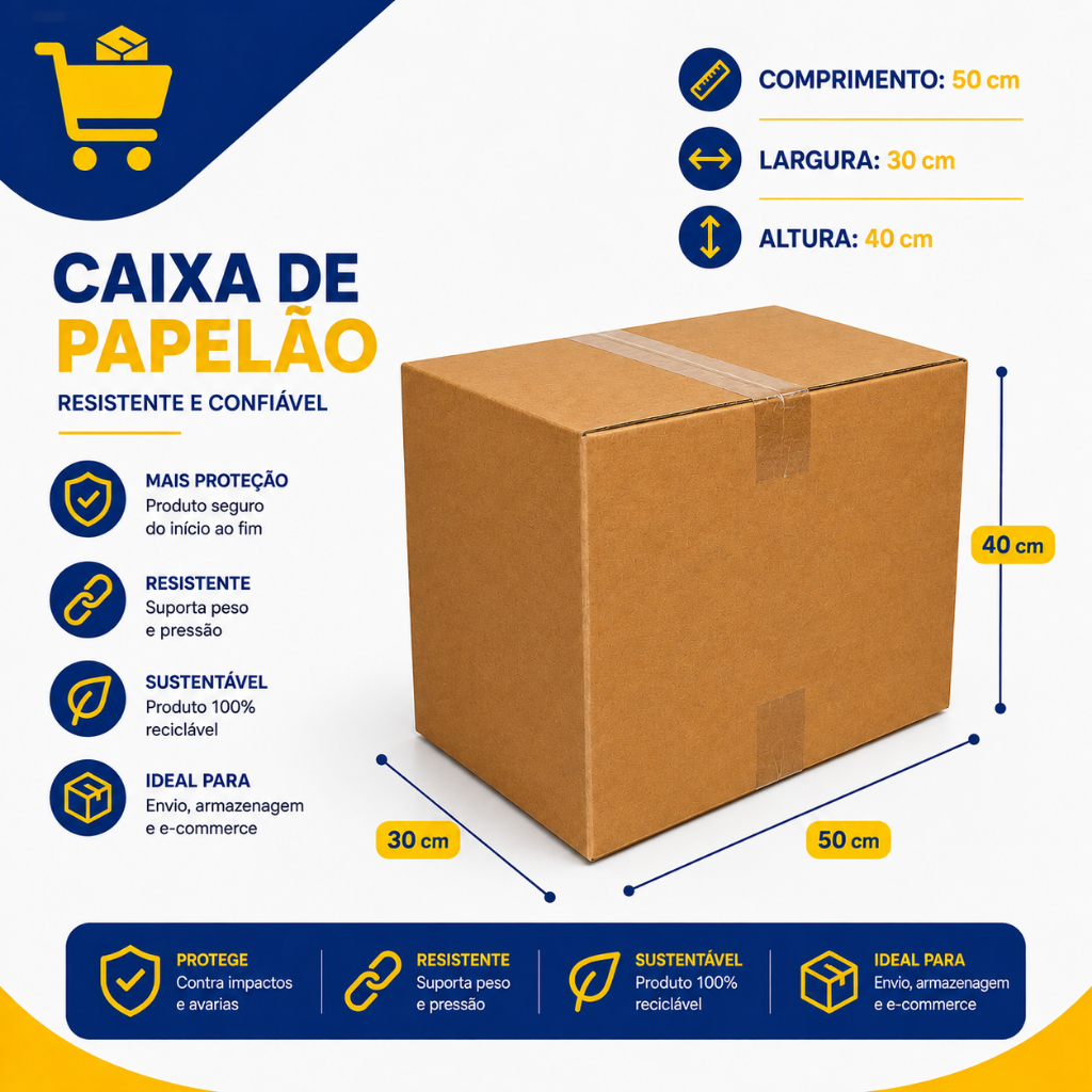 Caixa De Papelão Grande Mudança 50x30x40 Cm 20 Unid.