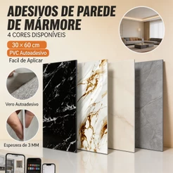 Kit 10/20/30 Peças Placas Adesivas 3D Mármore Parede Relevo Lavável Impermeável 60cm x 30cm Decoração Para Casa