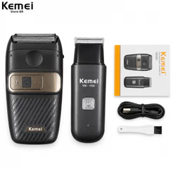 MÁQUINA KEMEI 2 EM 1 KM-1558 BIVOLT PORTATIL SHAVER TRIMMER PARA BARBA/CABEÇA ACABAMENTO/FINALIZAÇÃO POTENCIA 3/5 W