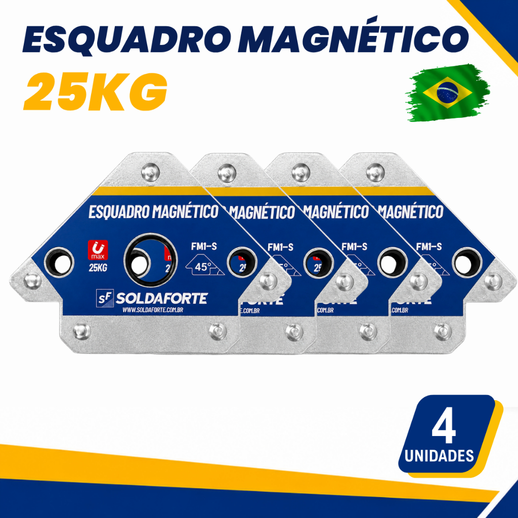 Kit Esquadro Magnético (4 Peças) para Solda 25kg - Soldaforte