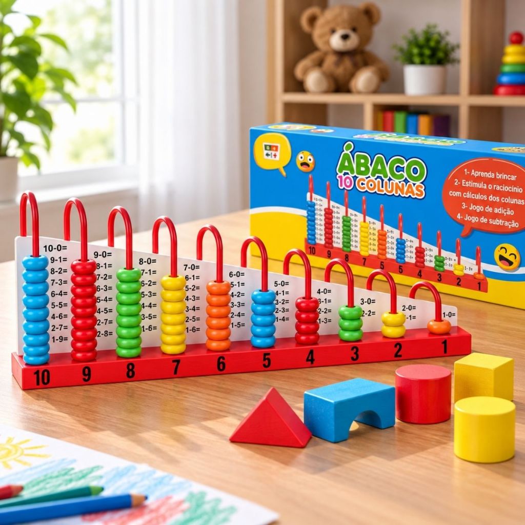 Ábaco Brinquedo Educativo Montessori Infantil Plástico Tabuleiro Cubo Didático Interativo