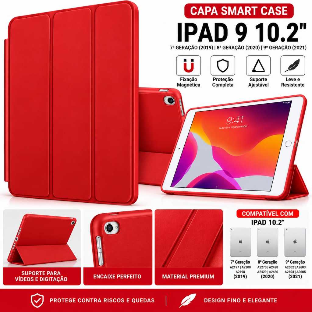 Capa iPad 9 iPad 8 iPad 7 10.2 Polegadas Smart Case Magnética Suporte Dobrável Proteção Escritório