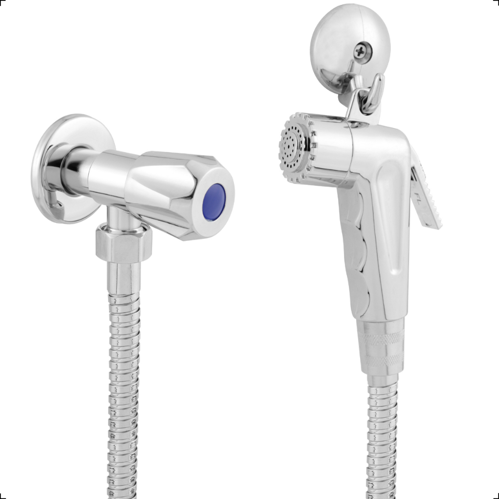 Ducha Higienica Banheiro 100% Completa Prateado Cromado Com Registro Suporte E Mangueira