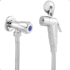 Ducha Higienica Banheiro 100% Completa Prateado Cromado Com Registro Suporte E Mangueira