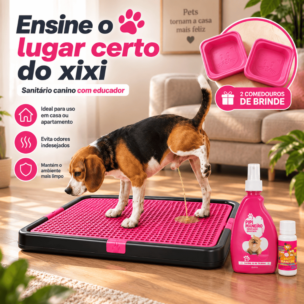 Sanitário Canino Grande Lavável Com Adestrador Pet Xixi Pode e Não Pode Banheiro
