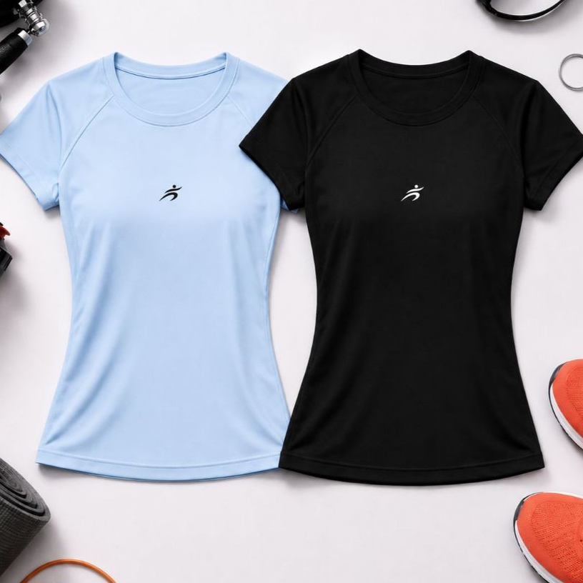 Camisa Baby Look Feminino Dry Fit Linha Premium Anti Suor Manga Curta Fitness Crossfit