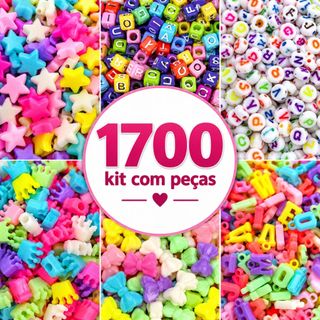 Kit de Fazer Pulseira Miçanga Completo com Silicone Miçangas 1700 pçs