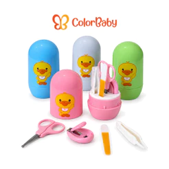 Kit Manicure Infantil para Bebês e Crianças com Estojo Estampado Tesourinha, Cortador, Lixa e Pinça - ColorBaby