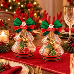 Pote De Plástico 200ml Árvore De Natal Decorativo Natalino