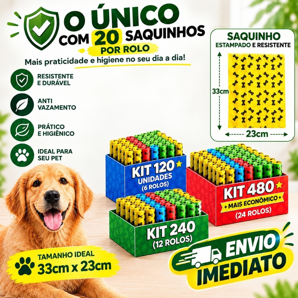 120/240/480 Unidades de saquinho refil cata coco pet biodegradável prático para pet em passeios na rua, parque,viagens.