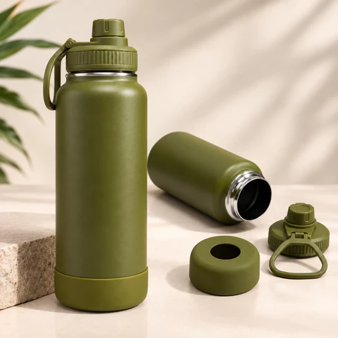 Garrafa Inox Térmica 350ML/600ML/800ML/1000ML Com Capinha Protetora De Silicone Antiderrapante