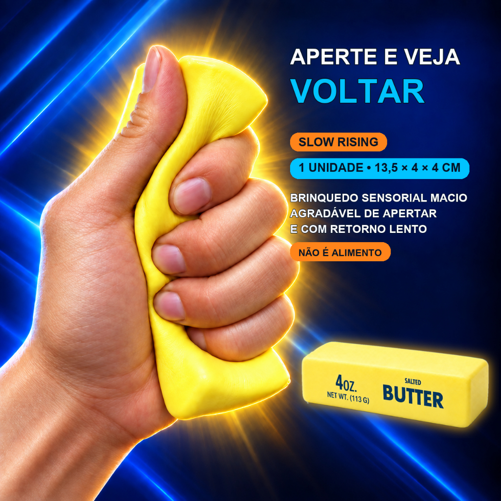 Squishy Manteiga Butter Grande 13,5 cm Macio de Apertar Brinquedo Sensorial Slow Rising
