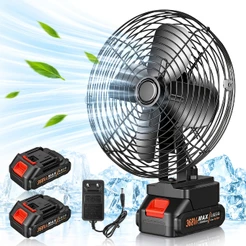 Ventilador Portátil 15000mAh Bateria Dupla 30W Potência, 45° Ajuste Carregamento Rápido, Ideal para Camping e Emergência