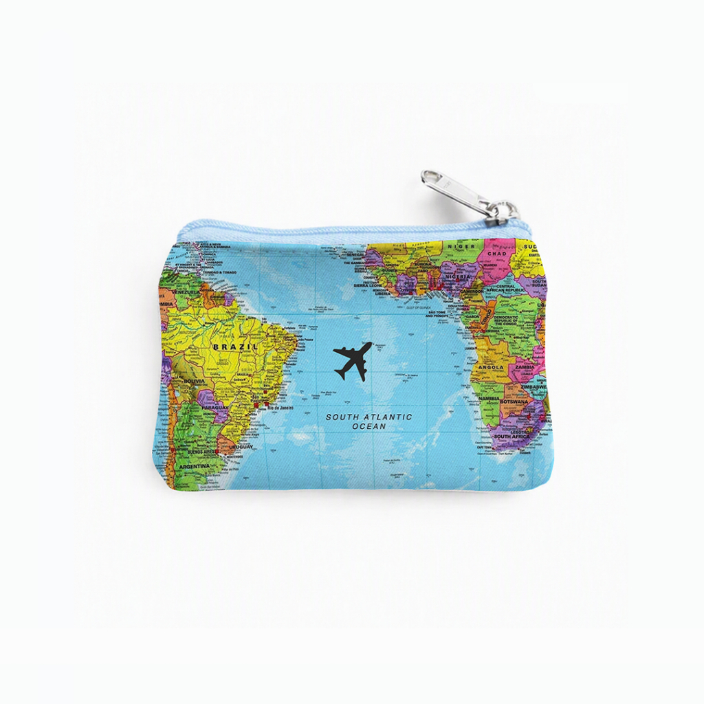 Porta Moedas Slim Mini Carteira Mapa Mundi