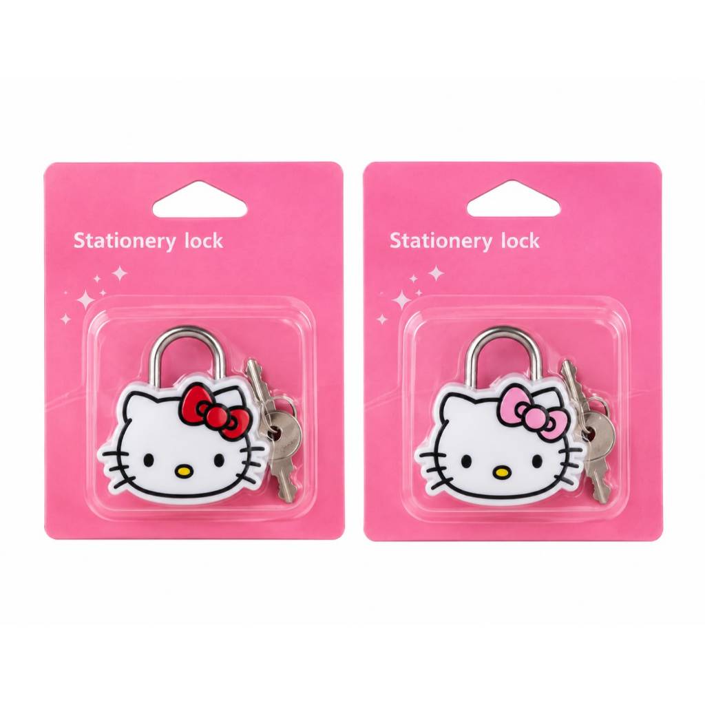 Cadeado Infantil Hello Kitty Chave Reserva Personagem Rosa Menina Cadeadinho Presente Viagem