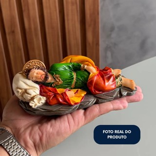 Imagem São José Dormindo 15cm Colorida Resina Tradicional