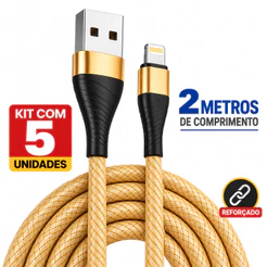 Kit 5 Cabos Carregador iPhone 2 Metros Cores Variadas Original Inova