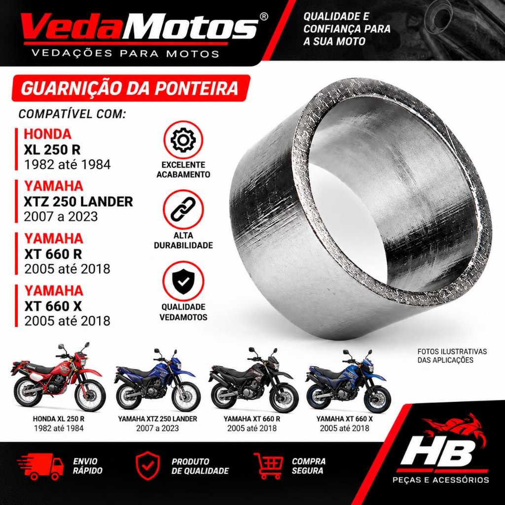 Junta Guarnicao Escapamento Xtz Lander 250 Junção Cano