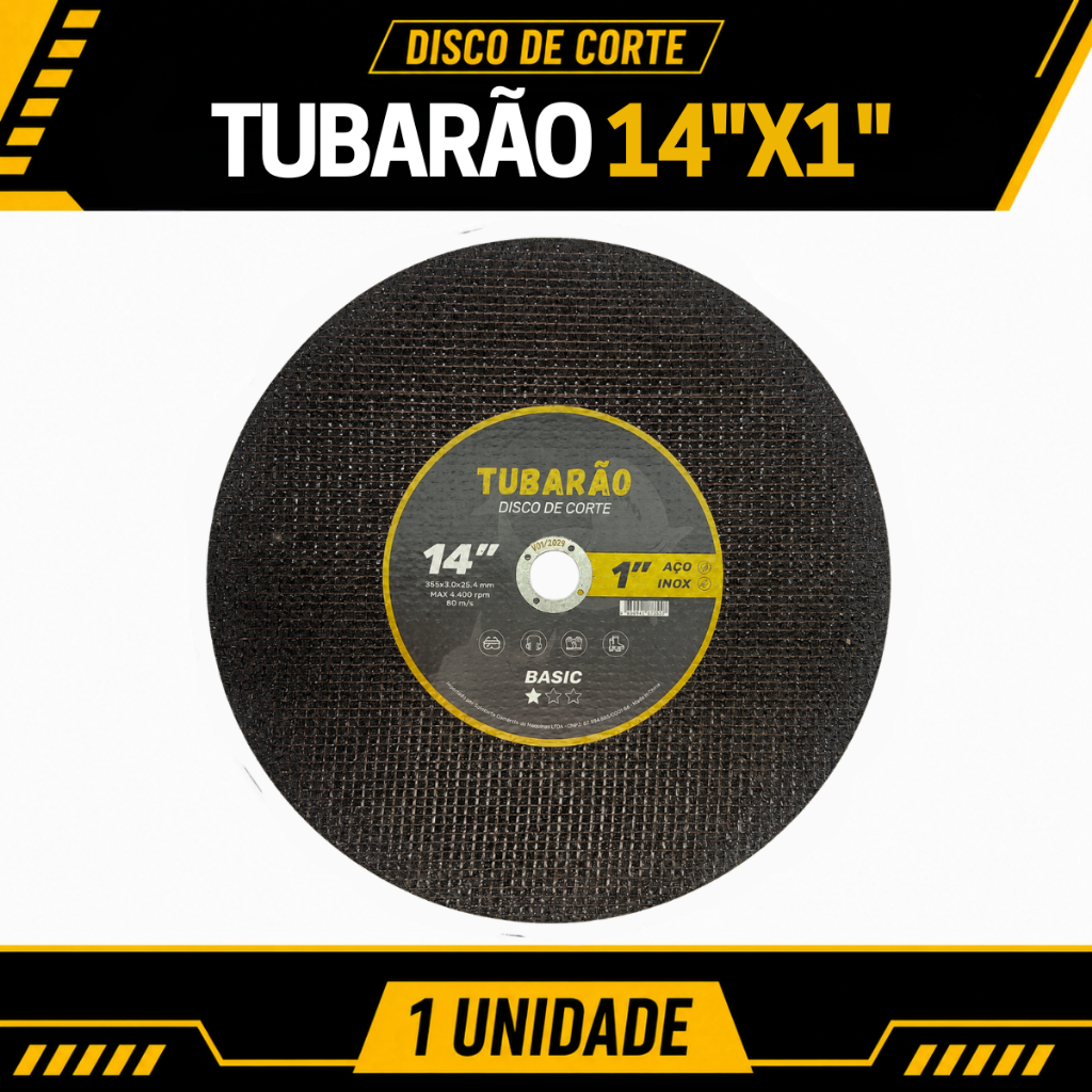 Disco de Corte 14" x 3,00mm Furo 1" - Tubarão