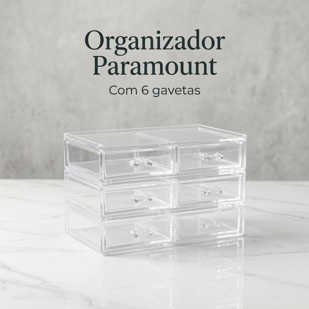Caixa Organizadora Acrilico Transparente 6 Gavetas Multiuso Maquiagem Cozinha Geladeira Modulos Linha