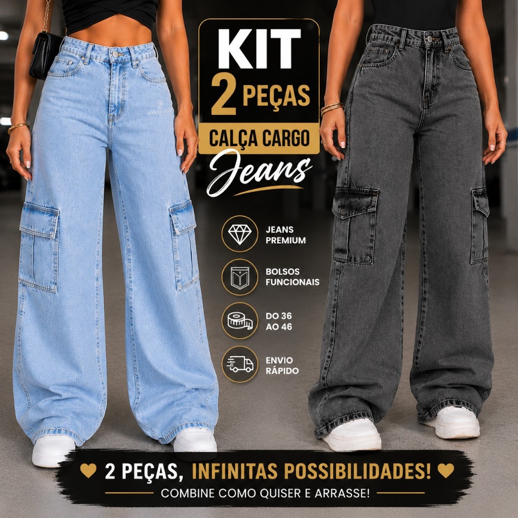 CARGO JEANS CALÇA FEMININA ELEGANTE