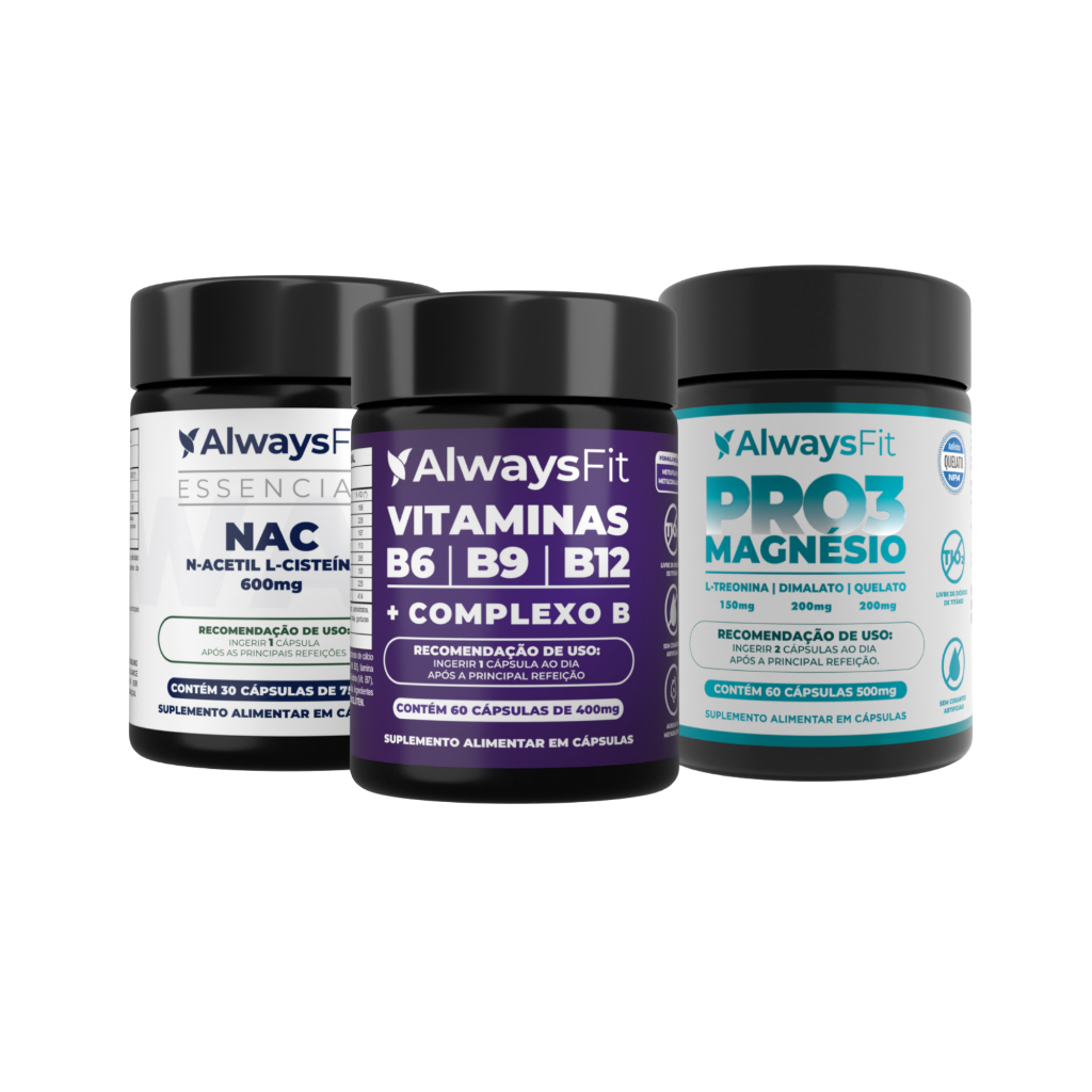 Kit Metabolismo Always Fit | PRO3Magnésio + Complexo B + NAC 600mg | 150 Cápsulas