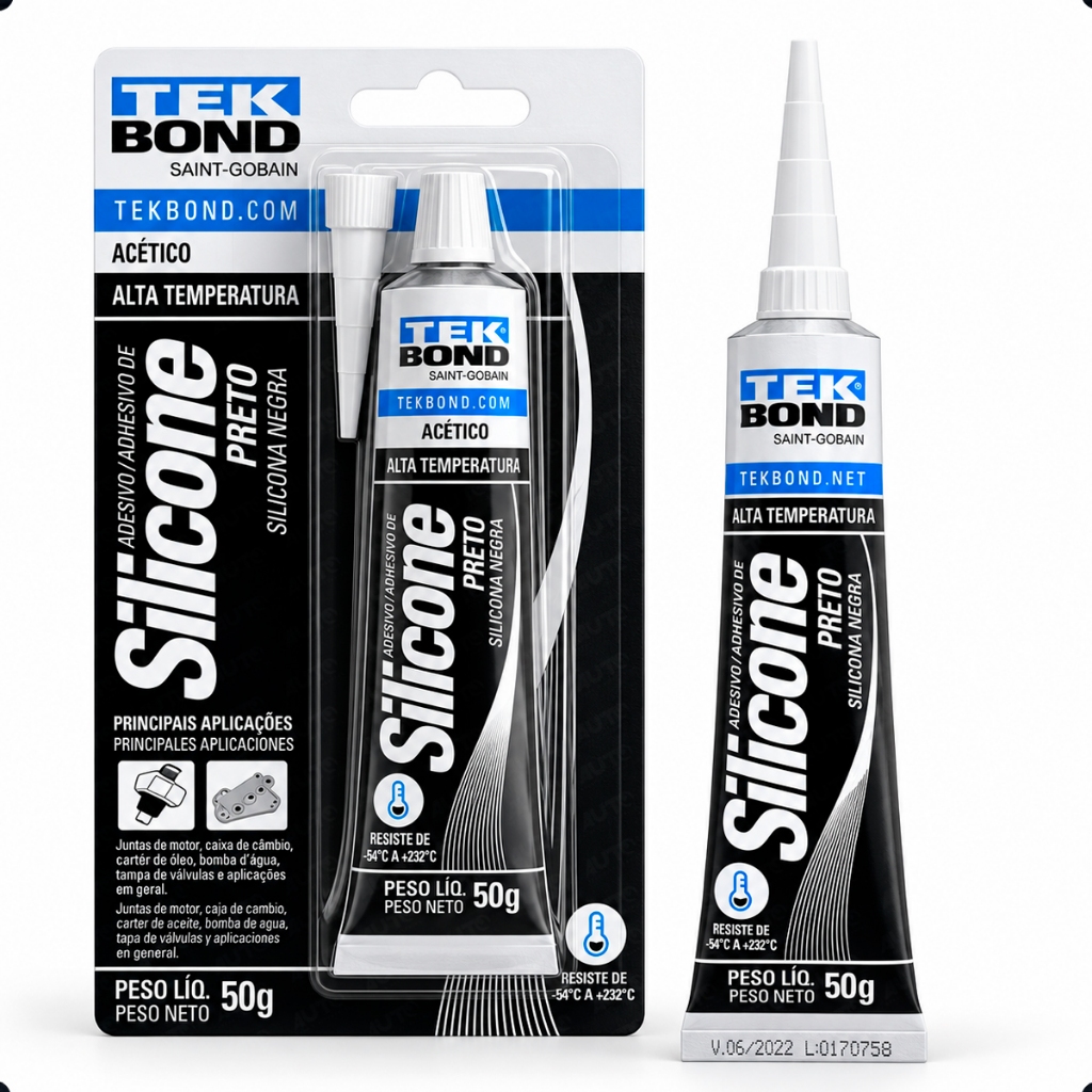 Silicone Preto Alta Temperatura Tekbond 50g Acético Junta Motor Automotivo Vedação