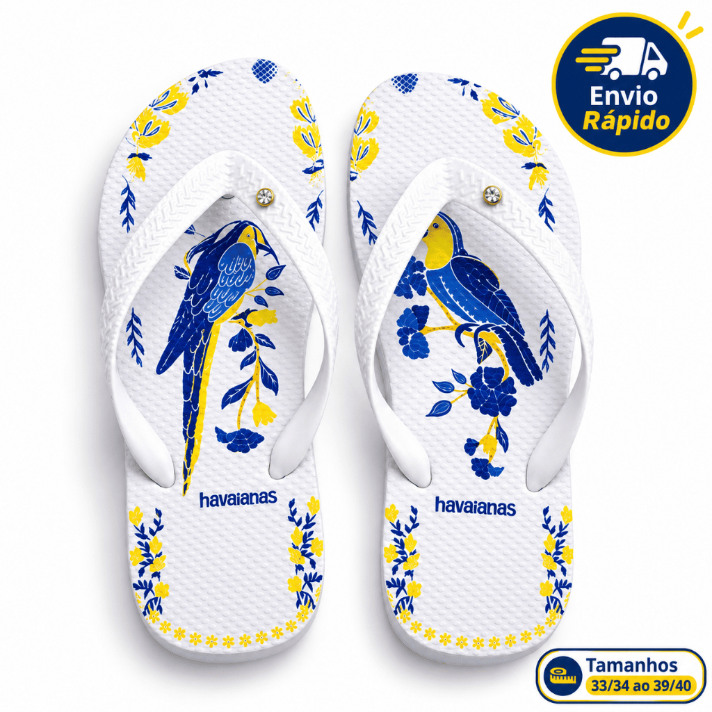 Chinelo Feminino Resistente de Borracha Confortável Macio Antiderrapante Estampado Leve 33/34 a 39/40