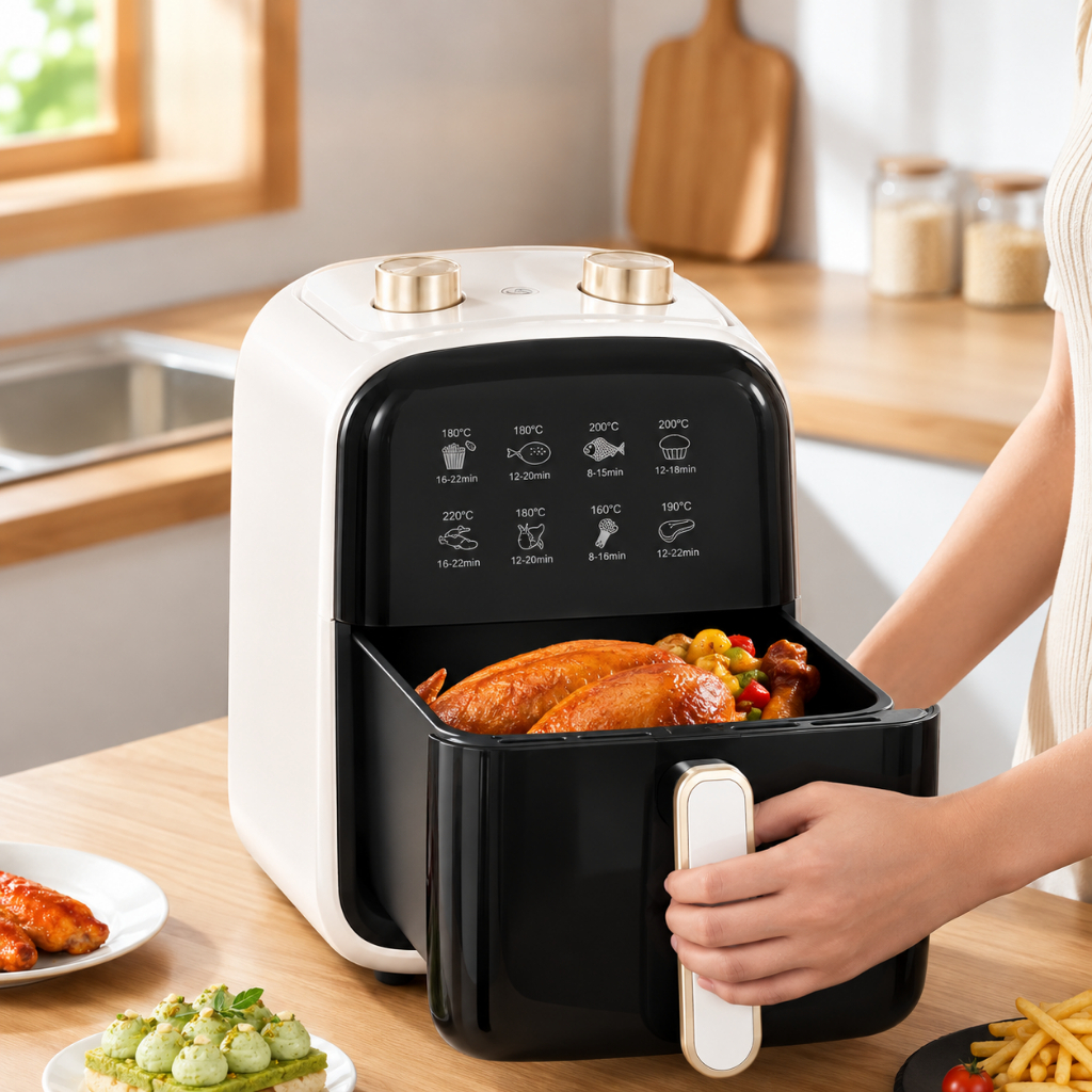 Fritadeira Air Fryer 3.5L Visível 1350W, 80% Menos Óleo Temperatura Ajustável 80℃-200℃ Cozinha Rápida Saudável