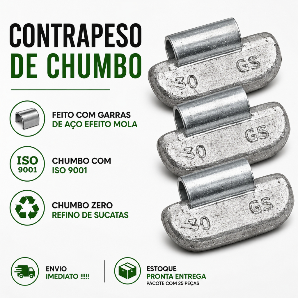 Chumbo para Balanceamento Contrapeso Caminhao Leve 30 Gramas Pacote com 25 unidades · foto 2