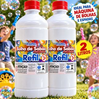 Kit 2 Litros Refil Bolha De Sabão Líquido Bubble Máquina e Brinquedo Bolinha de Sabão Verão - Original