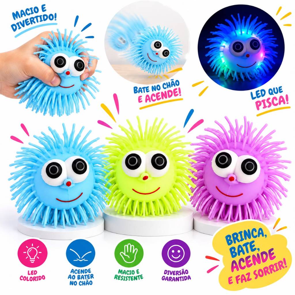 Brinquedo para Apertar Squeeze Anti Estresse com LED