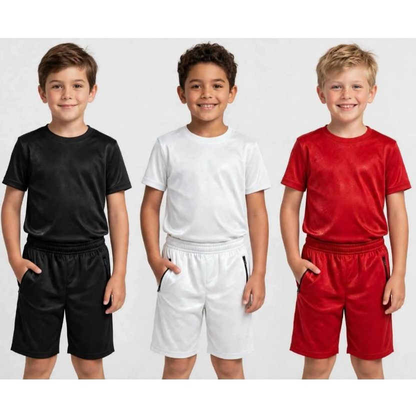 Kit 3 Conjuntos Infantis Bermuda e Camiseta Infantil Lazer Conforto e Estilo
