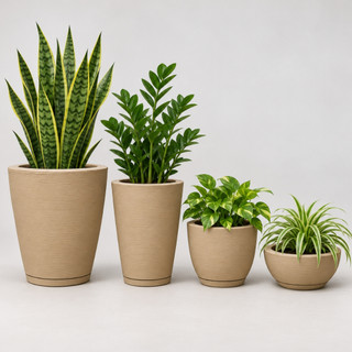 Kit 4 Vasos para Plantas Decorativo Escovados Coluna Redona 1 + Bojo 1 + Bacia 1 + Coluna…