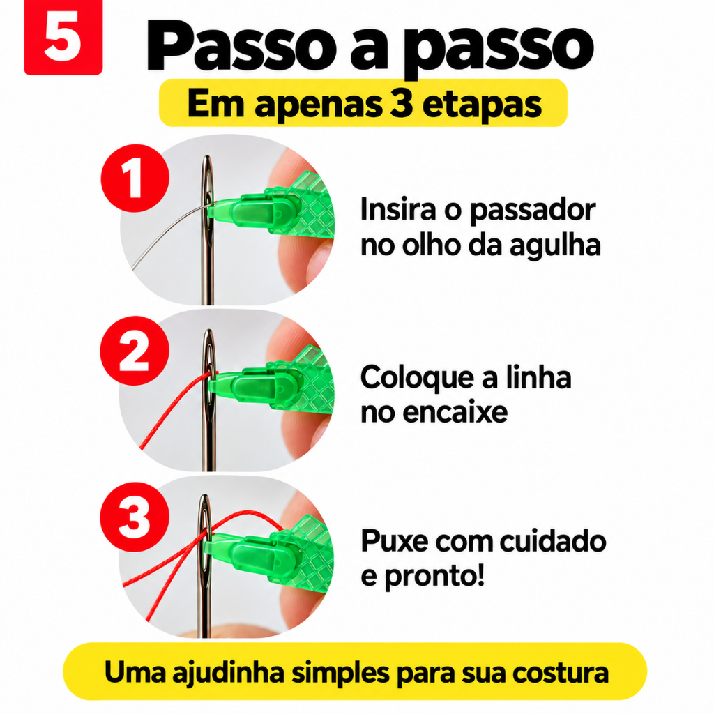 Passador de Linha para Agulha Kit Mini Enfiador de Agulha Costura Manual Bordado Prático Portátil — imagem 2 de 2