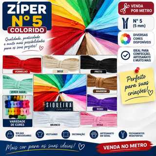 Zíper Coloridos No Metro n°5 ( VENDAS POR METRO ) jaquetas, blusas, vestidos, calças e calçados.