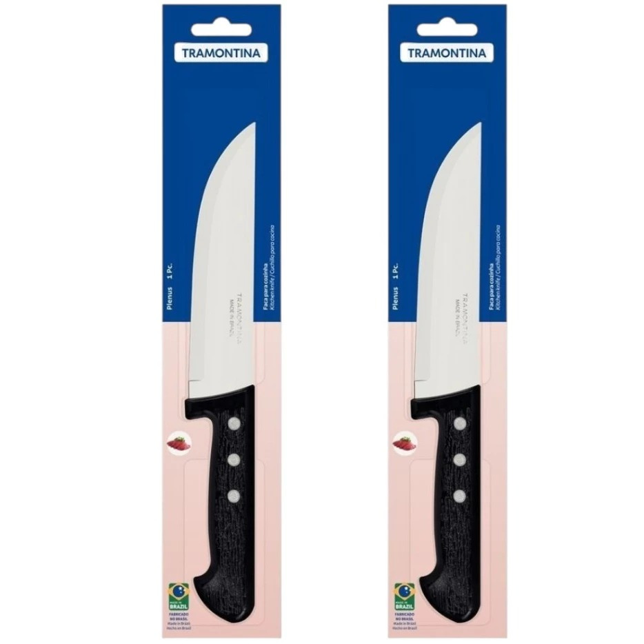Faca Cozinha Tramontina 1 ou 2 Un Preta Inox 6¨ Plenus | Corte Preciso e Resistente