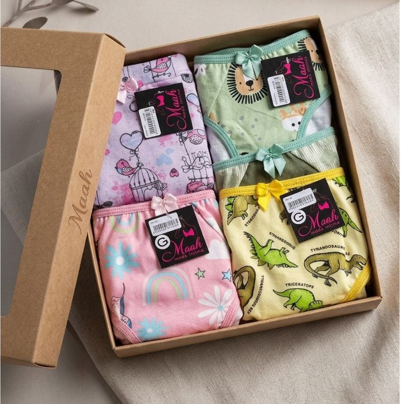 Kit 5 Calcinhas Infantil Menina Algodão Antialérgico Estampadas Confortáveis