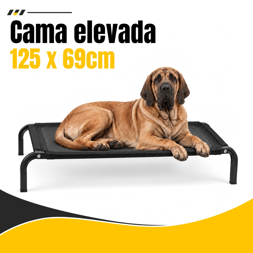 Cama Pet Extra Grande 125cm Elevada Cachorro até 50kg Confortável Ventilada Estrutura Resistente