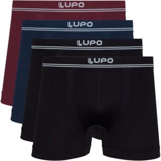 Kit 4 Cuecas Boxer Lupo Microfibra Poliamida Sem Costura Confortável Cueca Masculina Pacote Original