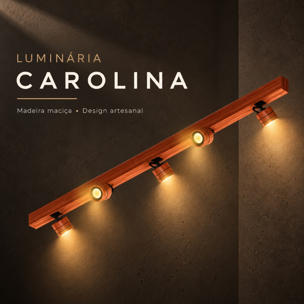 Luminária de Teto Carolina Madeira Maciça 5Spots Bivolt 35w 30k — imagem 2 de 2