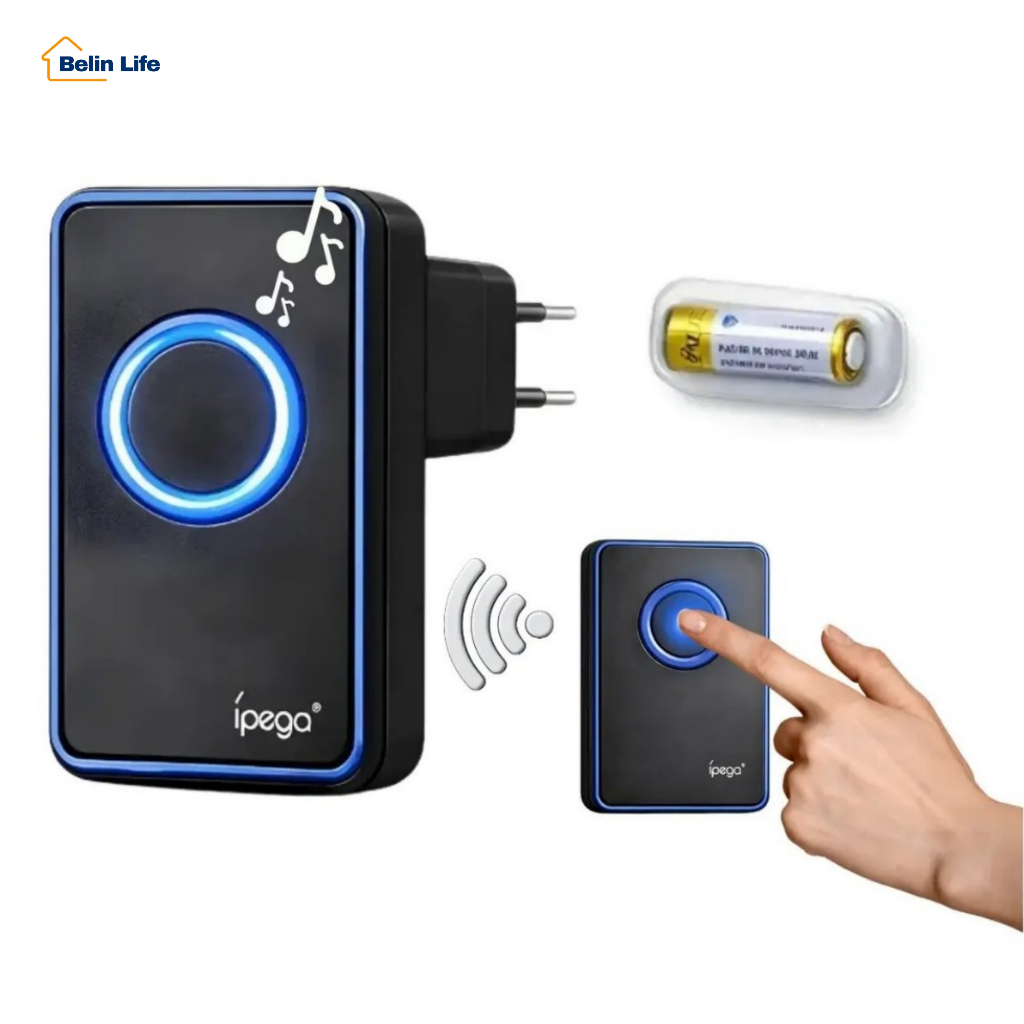 Campainha Sem Fio iPega Bivolt 127-220V com 36 Toques e Alcance de até 150 Metros para Casa