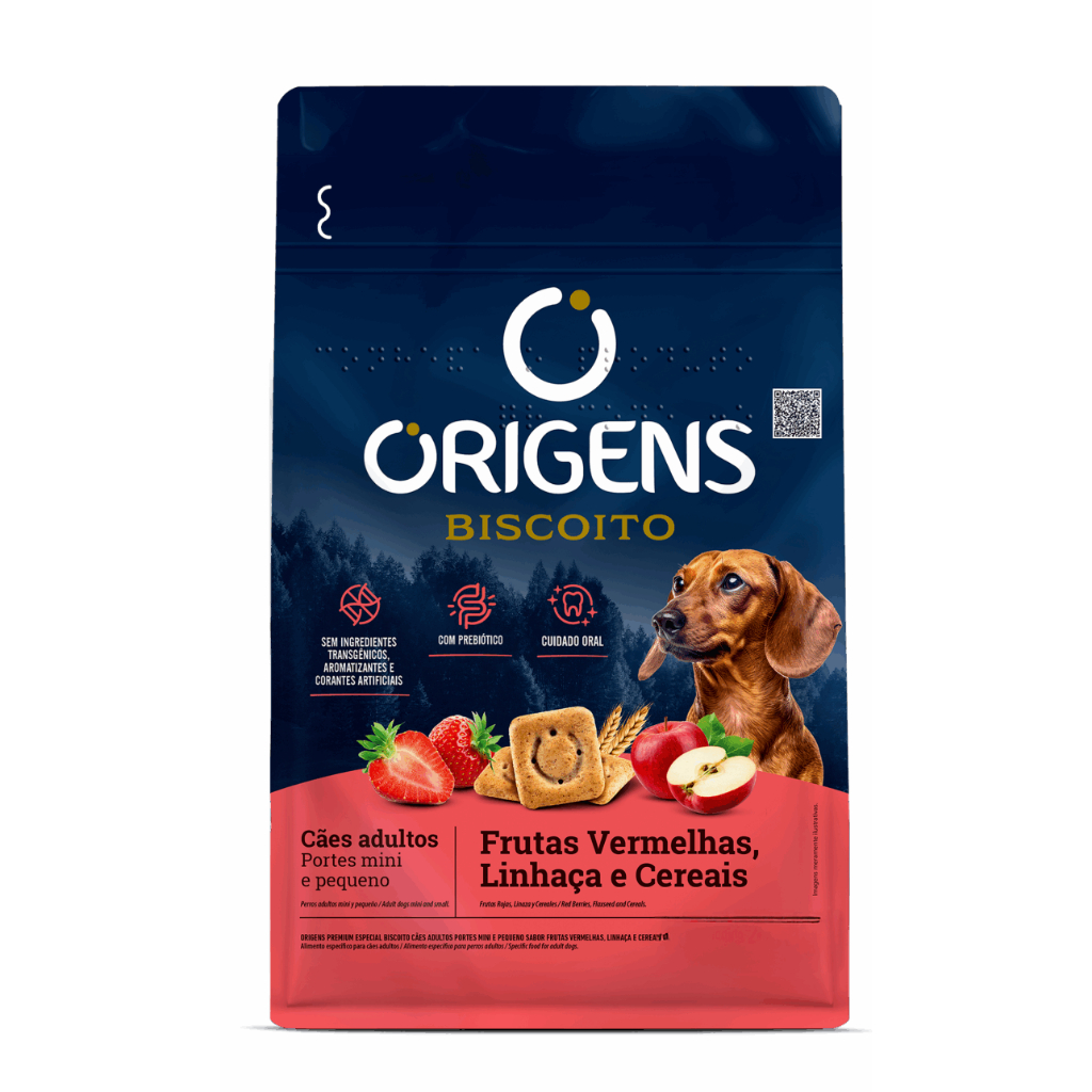 Biscoito Origens Cães Adultos Porte Pequeno Linhaça 400g