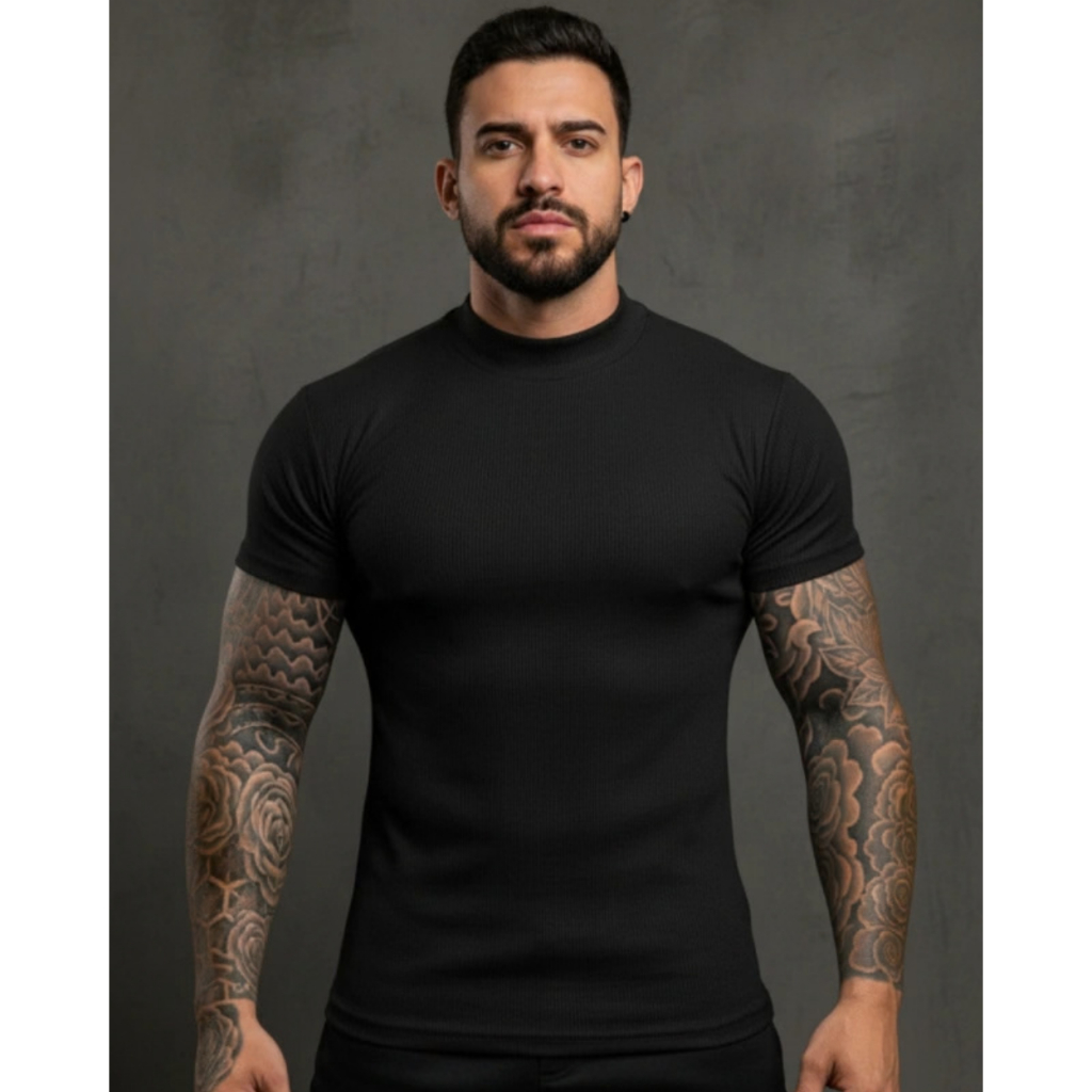 CACHARREL CANELADA/CAMISETA BASICA/CAMISETA MASCULINA/CAMISETA CANELADA