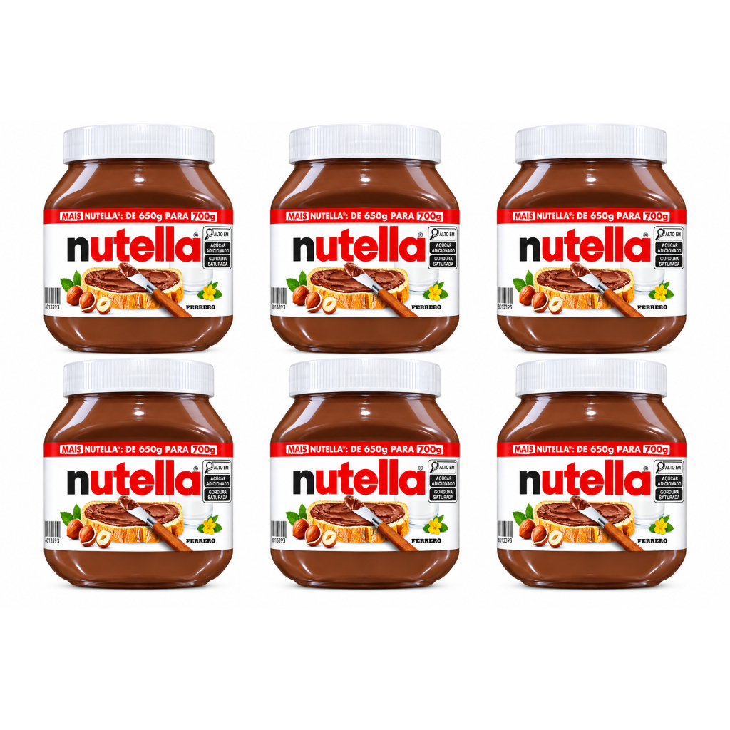 Kit 6 Unidades Creme De Avelã Nutella 700g