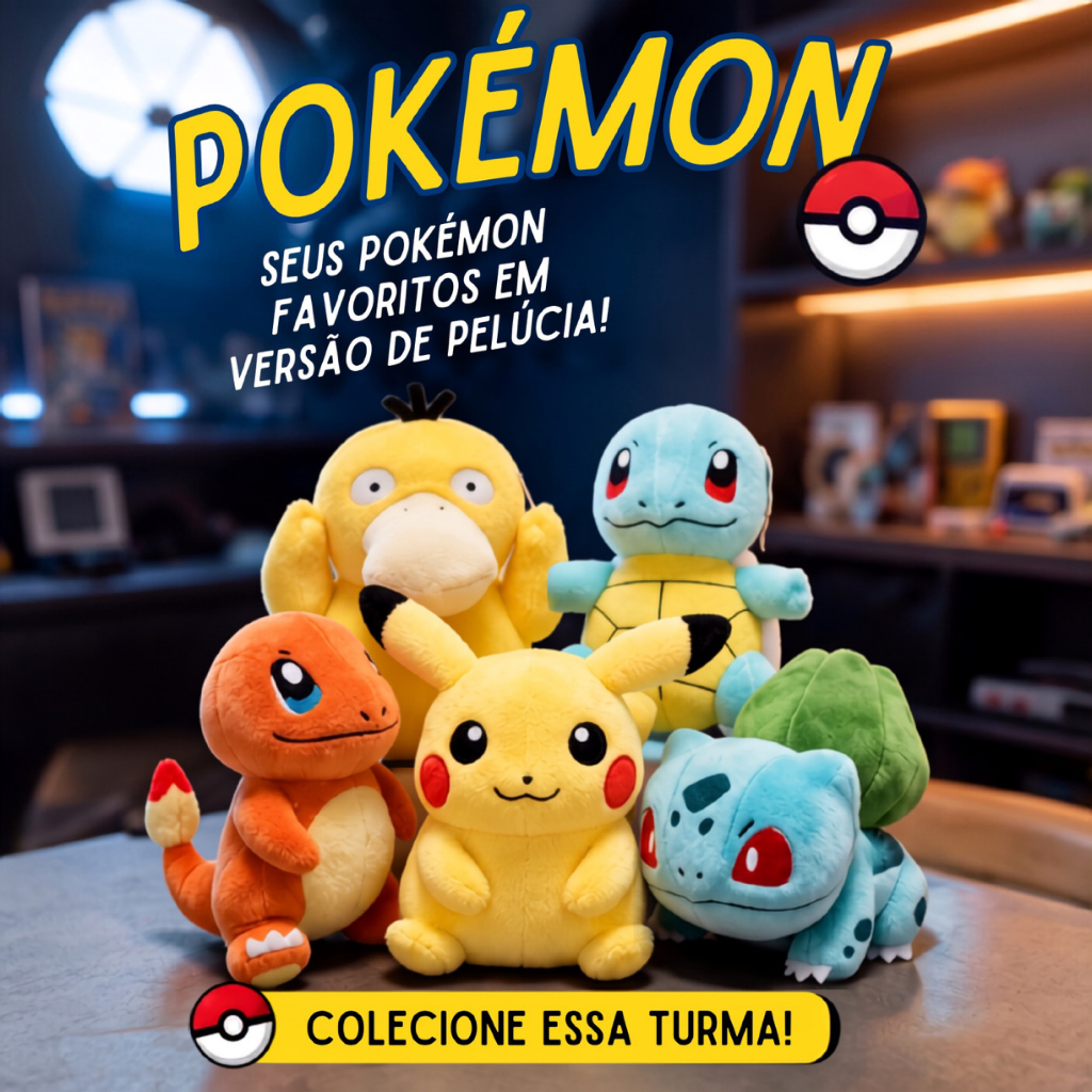 Pelúcias do Pokémon 25cm - Hipoalérgica - Boneco Pokemon Go!