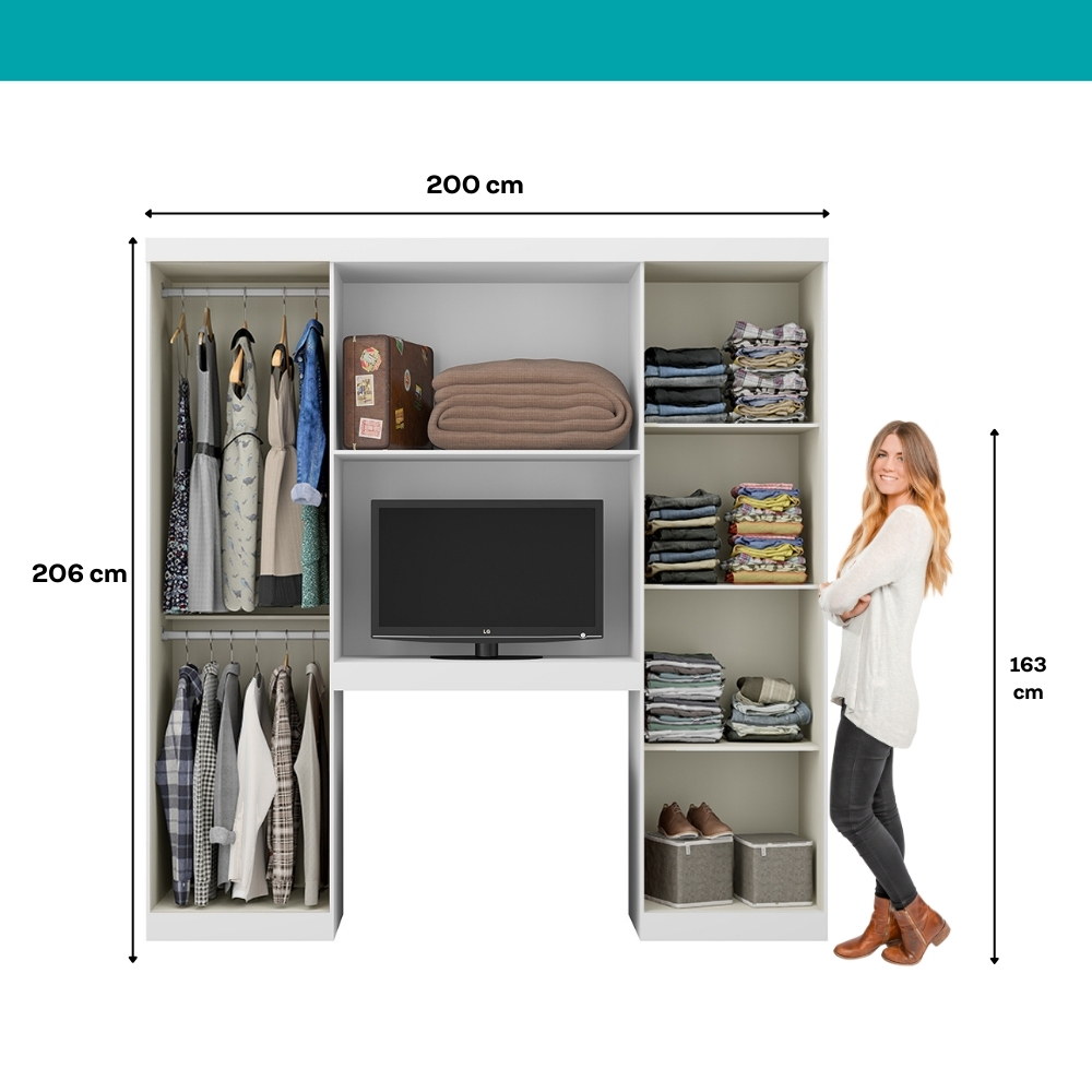 Guarda Roupa Casal 6 Portas Montagem Flex Branco Carraro · foto 2