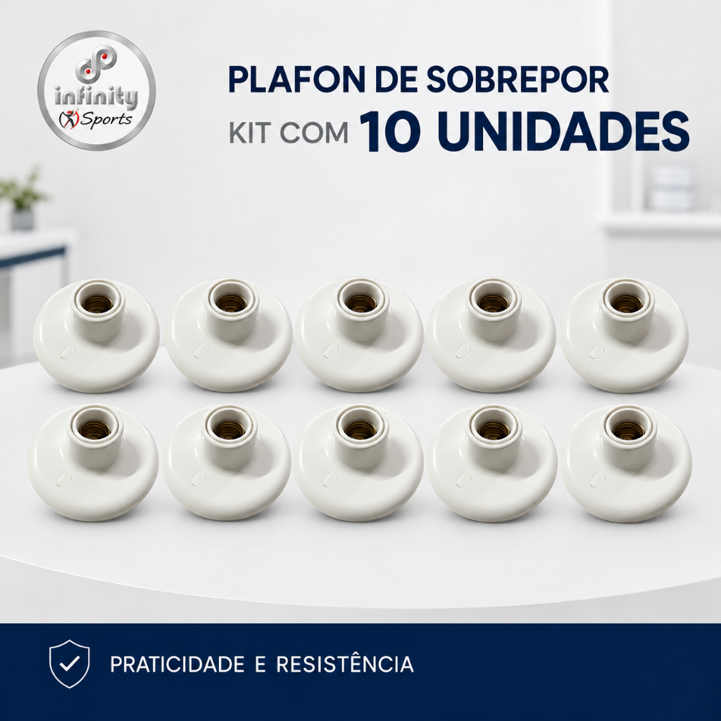 Kit 10 Plafon de Sobrepor Branco E27 Bivolt Redondo Luminária de Teto expedição