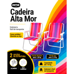 Cadeira De Praia Dobrável Mor Aço / Alumínio cores Sortidas Unitário Oferta