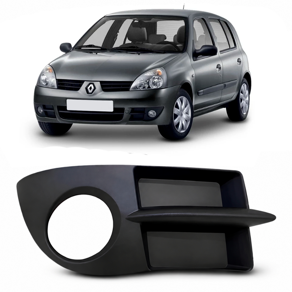 Grade Farol de Milha Clio 2006 a 2012 Preta Moldura Com Furo